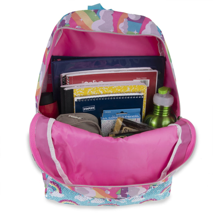 17 Inch Kids Reversible Sequins Backpack - Rainbow - BagsInBulk.ca