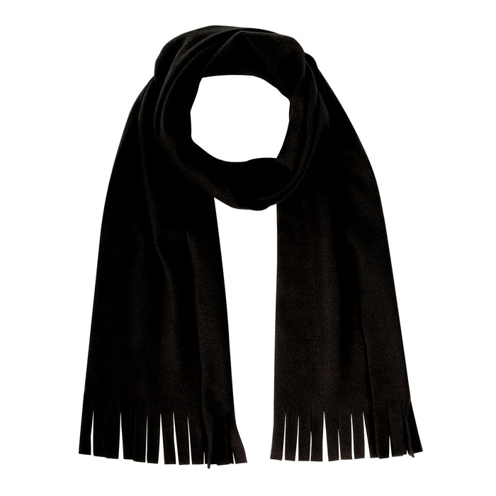 Adult Fleece Scarves 60" x 8" With Fringe - Black - BagsInBulk.ca