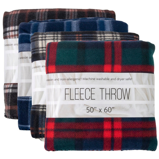 Plaid Fleece Blankets 50" x 60" - BagsInBulk.ca