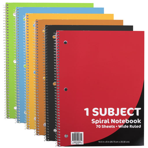 1-Subject Notebook Wide Rule 70 Sheets - BagsInBulk.ca