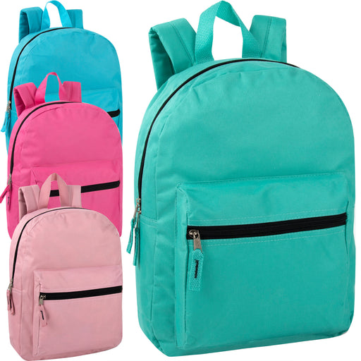 15 Inch Basic Backpack - 4 Pastel Colors - BagsInBulk.ca