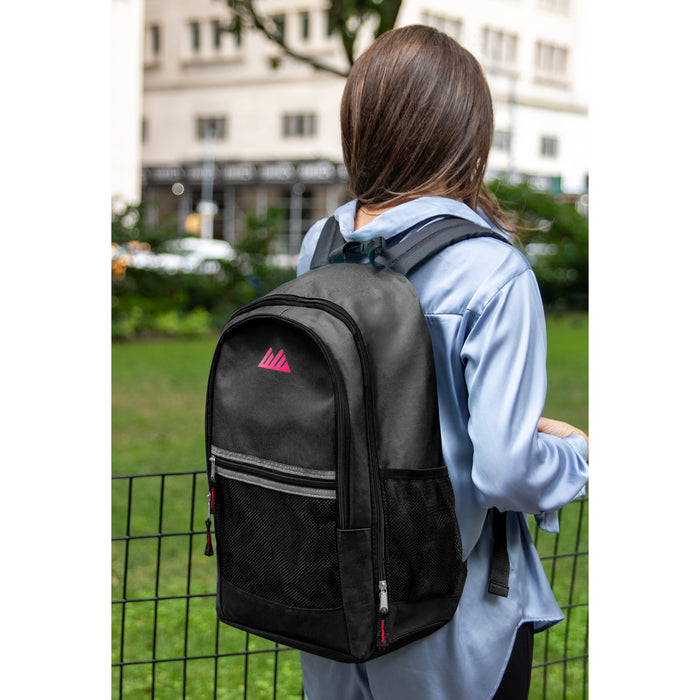 Wholesale 18 Inch Multi Pocket Reflective Backpack - Black