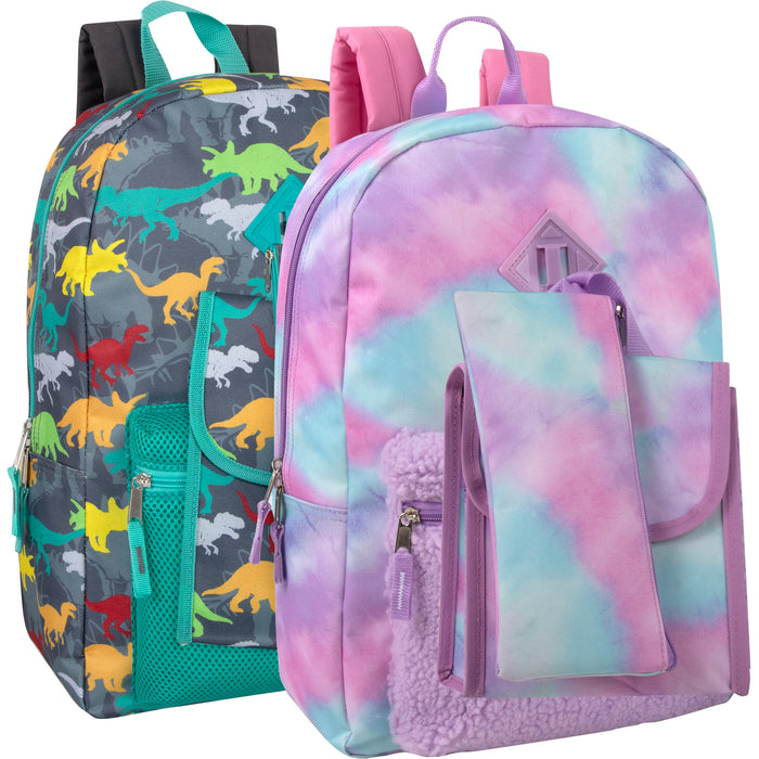Wholesale 17 Inch Printed Backpack With Matching Pencil & Lunch Bag - 2 Colors