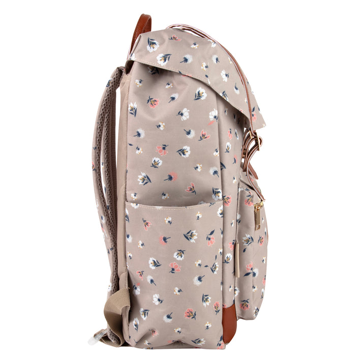 17-Inch Double Buckle Backpack - Floral - BagsInBulk.ca