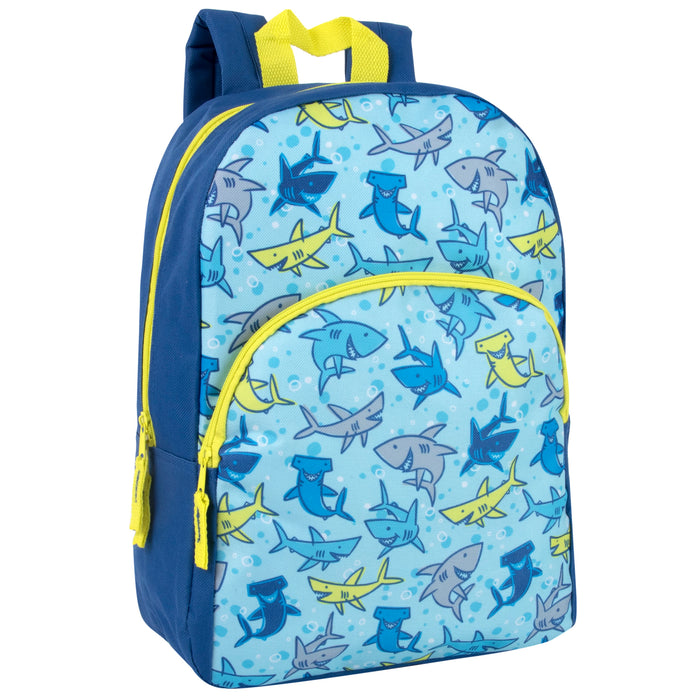 15 Inch Character Backpacks - Shark Themed - BagsInBulk.ca