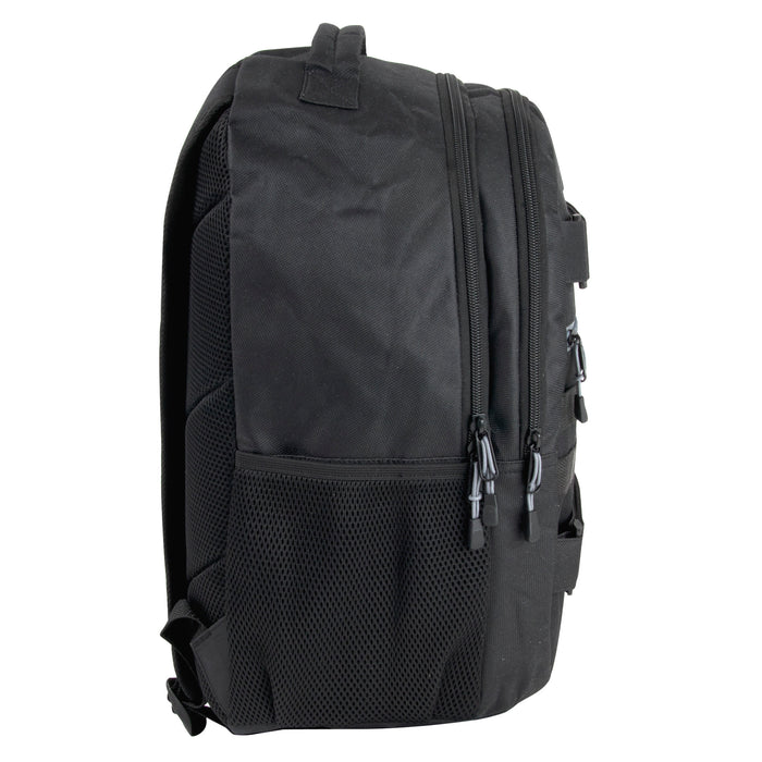 19 Inch Dual Strap Skate Backpack w Laptop Sleeve - Black — BagsInBulk.ca