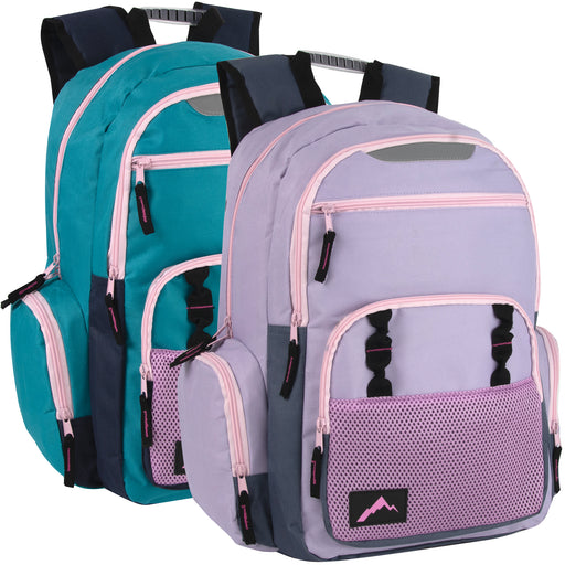 18 Inch Reflective Multi-Pocket Backpack with Laptop Section - 2 Colors - BagsInBulk.ca