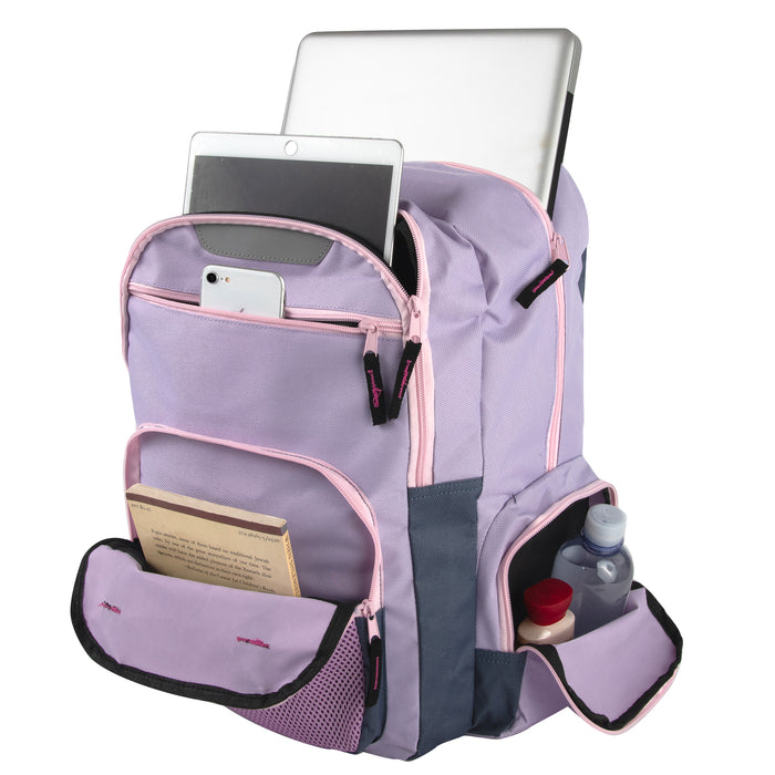 18 Inch Reflective Multi-Pocket Backpack with Laptop Section - 2 Colors - BagsInBulk.ca