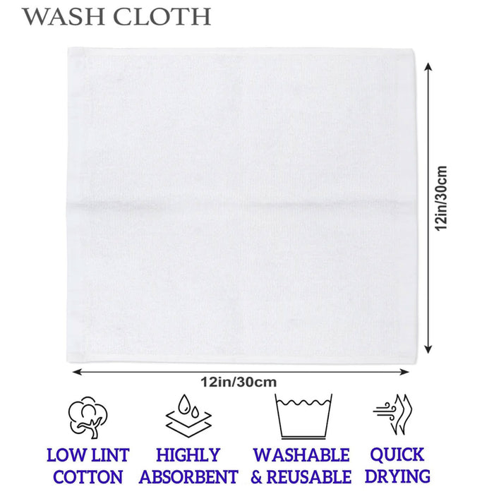 White Wash Cloths - 12 x 12 inches - BagsInBulk.ca