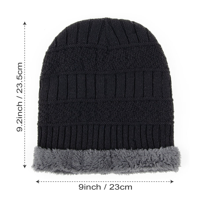 Ultra Warm Sherpa Fleece Knit Hat - Black - BagsInBulk.ca