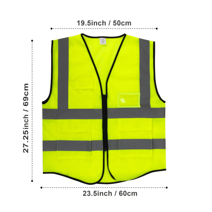 Deluxe Adult High Visibility Safety Vest With Clear ID Pocket - BagsInBulk.ca