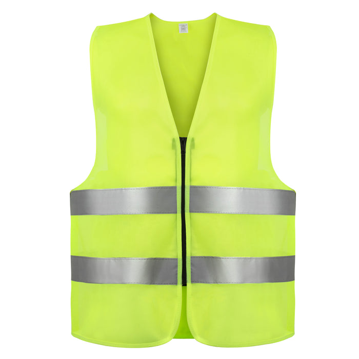 Zippered High Visibility Safety Vest With Reflective Strips - BagsInBulk.ca