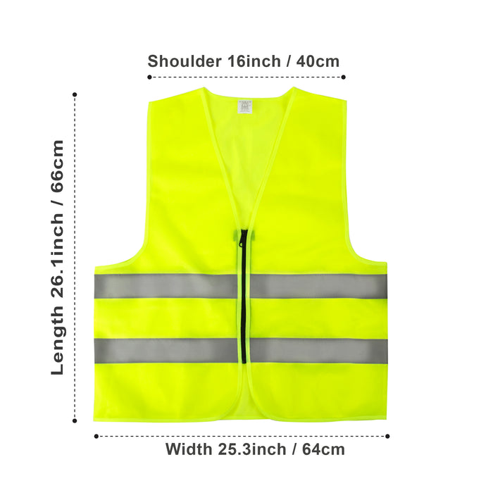 Zippered High Visibility Safety Vest With Reflective Strips - BagsInBulk.ca