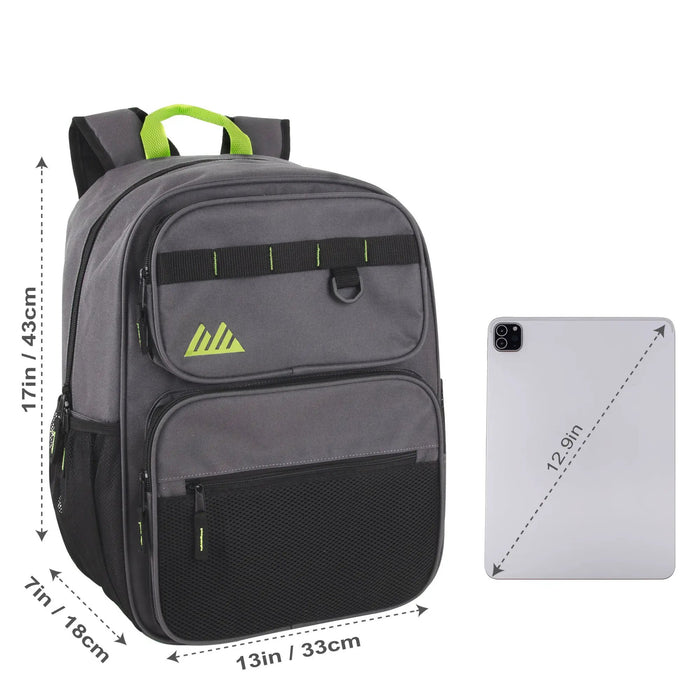 Bulk Rugged Daisy Chain Multi-Pocket Backpack - Grey by 2939GRY