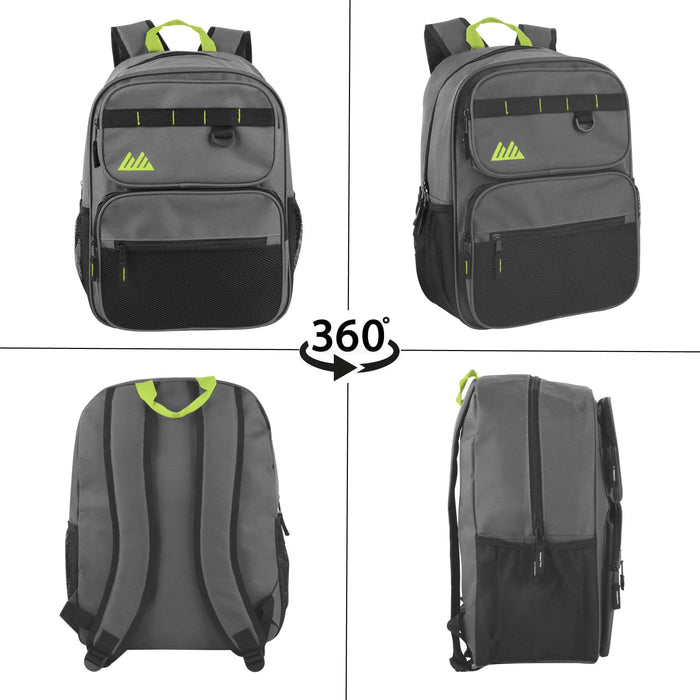 Bulk Rugged Daisy Chain Multi-Pocket Backpack - Grey by 2939GRY