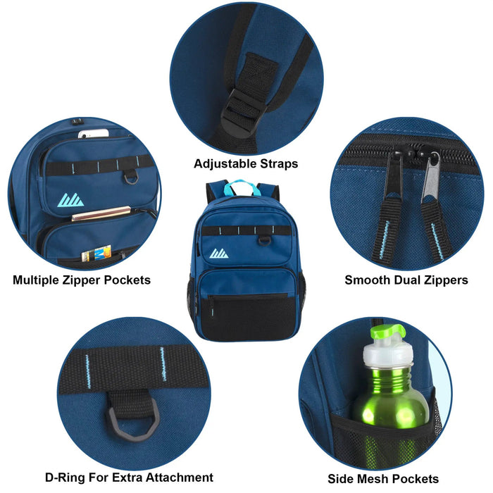 Bulk Rugged Daisy Chain Multi-Pocket Backpack - Navy by 2939NVY
