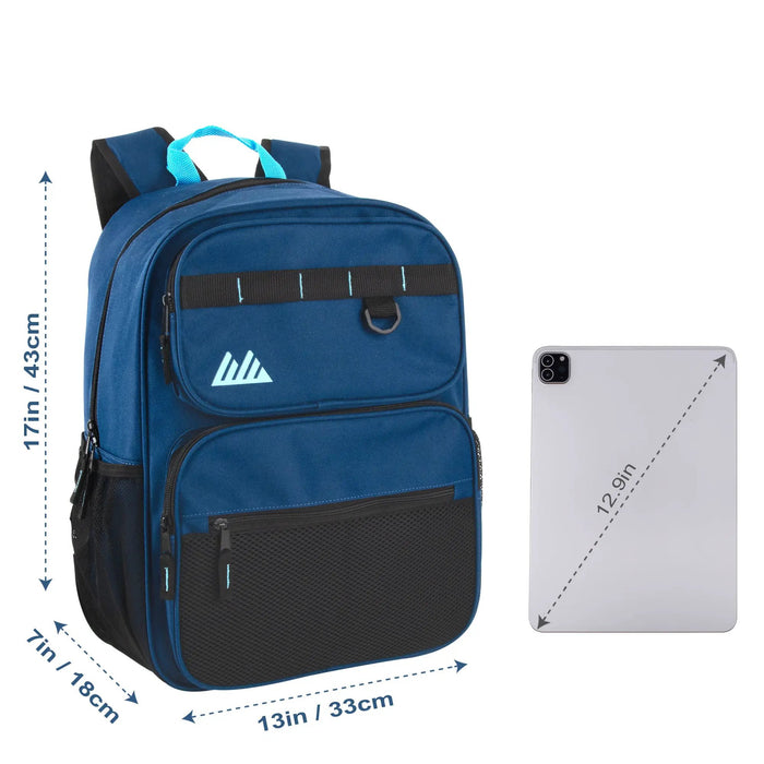 Bulk Rugged Daisy Chain Multi-Pocket Backpack - Navy by 2939NVY