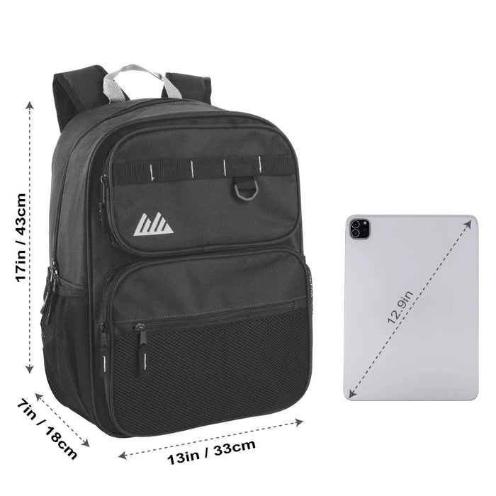 Bulk Rugged Daisy Chain Multi-Pocket Backpack - Black by 2939BLK