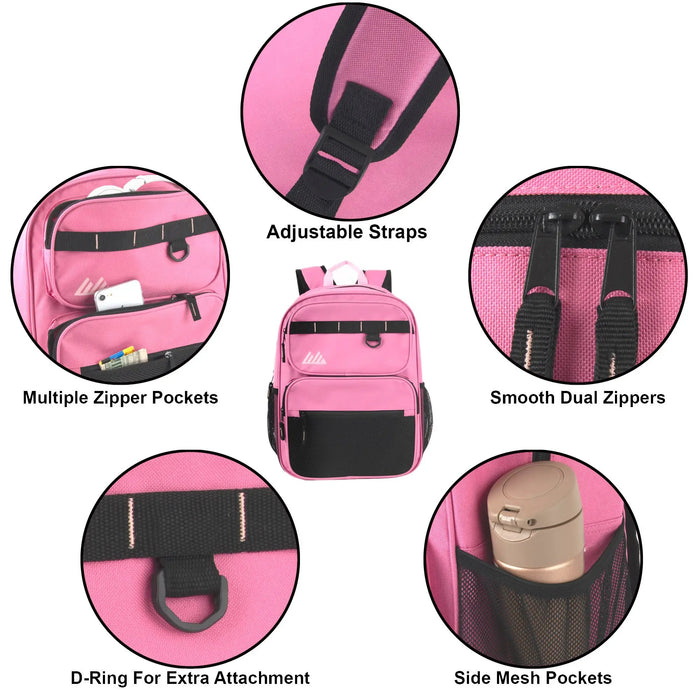 Bulk Rugged Daisy Chain Multi-Pocket Backpack - Pink by 2940PNK