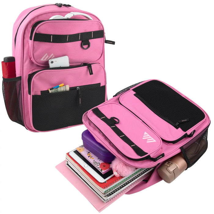 Bulk Rugged Daisy Chain Multi-Pocket Backpack - Pink by 2940PNK