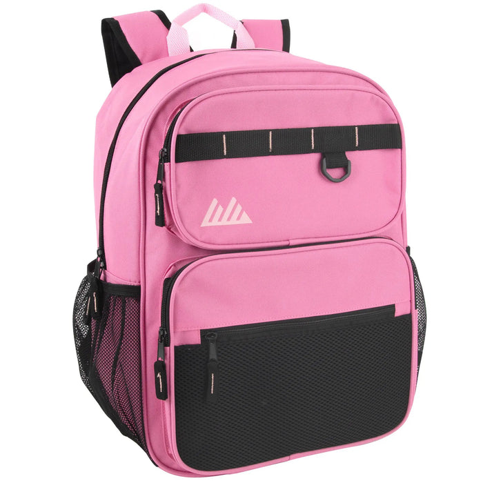 Bulk Rugged Daisy Chain Multi-Pocket Backpack - Pink by 2940PNK