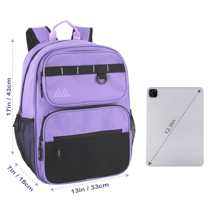 Bulk Rugged Daisy Chain Multi-Pocket Backpack - Purple by 2940PUR