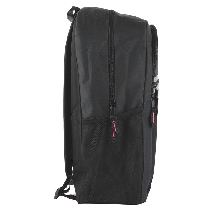 18 Inch Multi Pocket Reflective Backpack - Black - BagsInBulk.ca