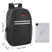 18 Inch Multi Pocket Reflective Backpack - Black - BagsInBulk.ca