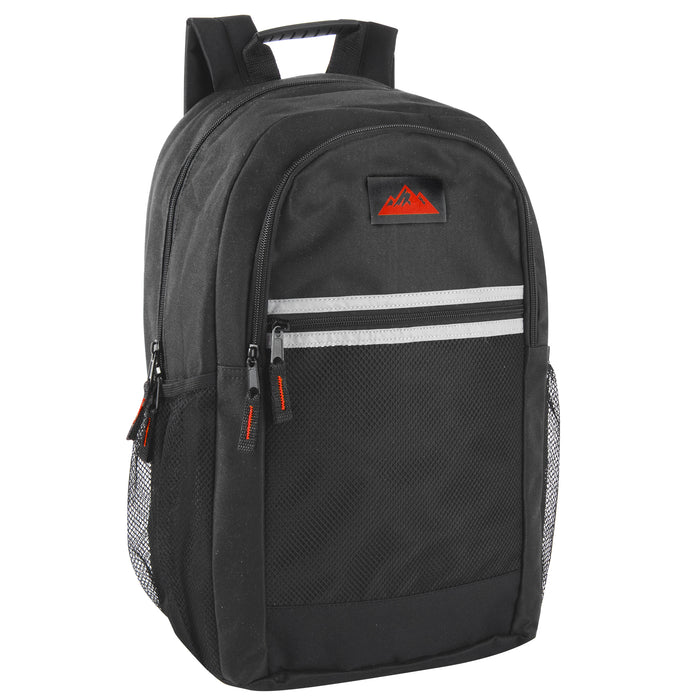 18 Inch Multi Pocket Reflective Backpack - 5 Colors - BagsInBulk.ca