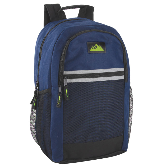 18 Inch Multi Pocket Reflective Backpack - 5 Colors - BagsInBulk.ca