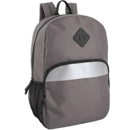 17-Inch Bulk Safety Reflective Backpack with Side Pocket - Grey by 4001GRY