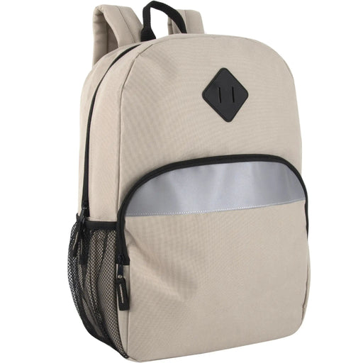 17-Inch Bulk Safety Reflective Backpack with Side Pocket - Khaki by 4001KHK