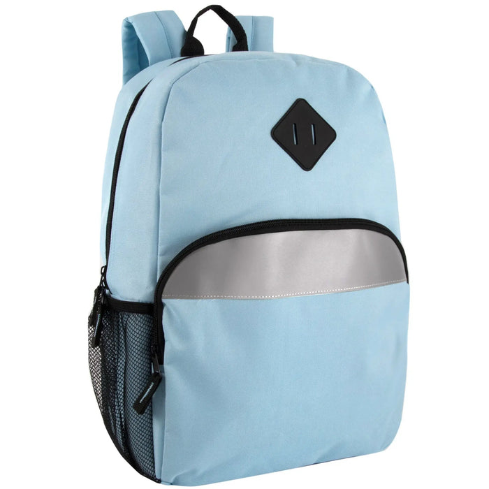 17-Inch Bulk Safety Reflective Backpack with Side Pocket - Light Blue by 4001LBL
