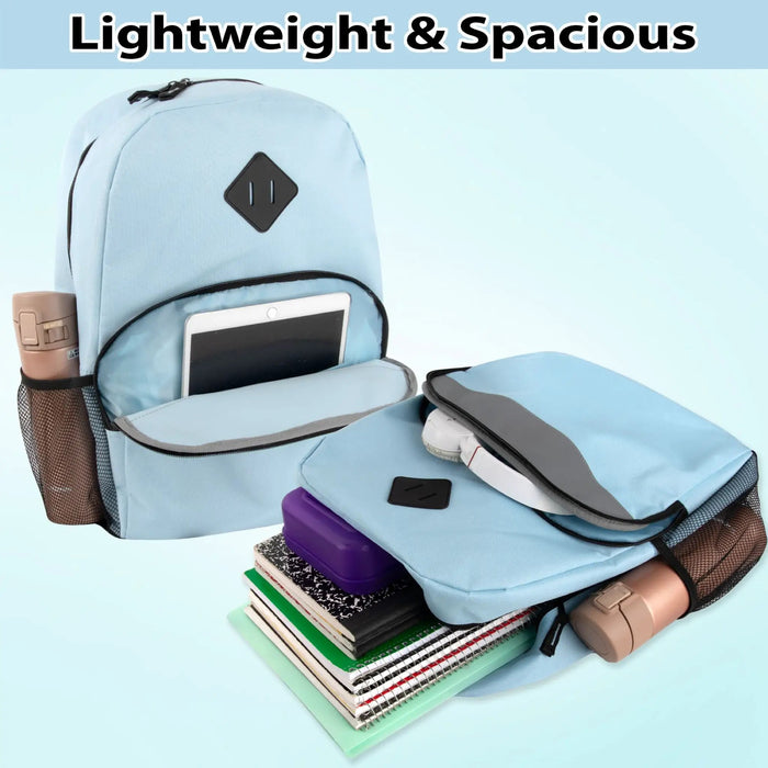 17-Inch Bulk Safety Reflective Backpack with Side Pocket - Light Blue by 4001LBL