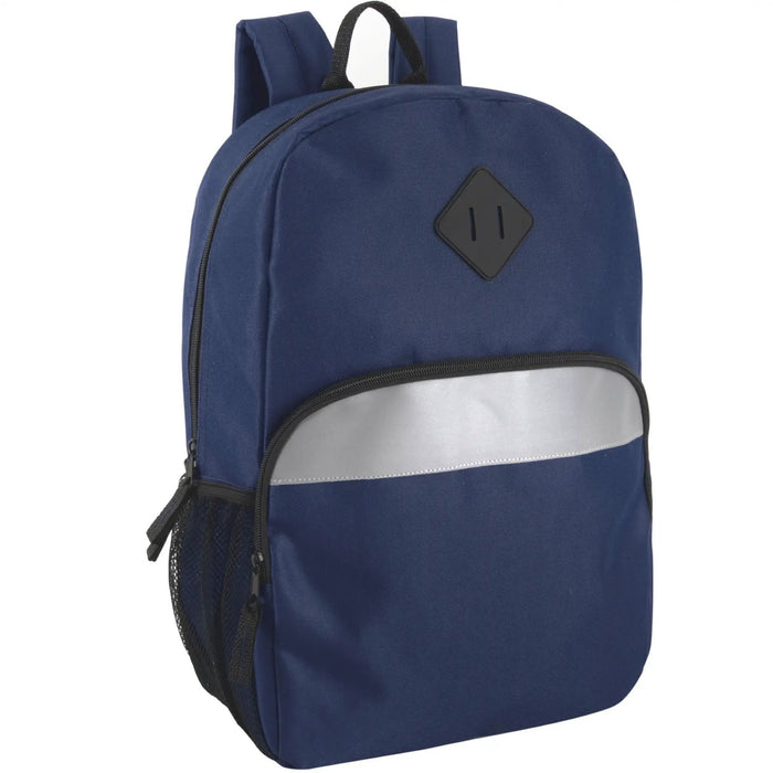 17-Inch Bulk Safety Reflective Backpack with Side Pocket - Navy by 4001NVY