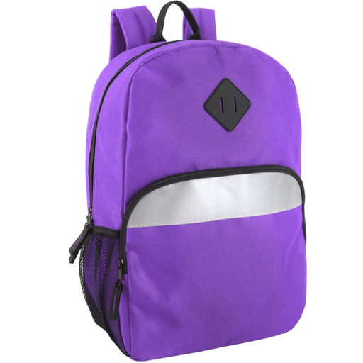 17-Inch Bulk Safety Reflective Backpack with Side Pocket - Purple by 4001PUR