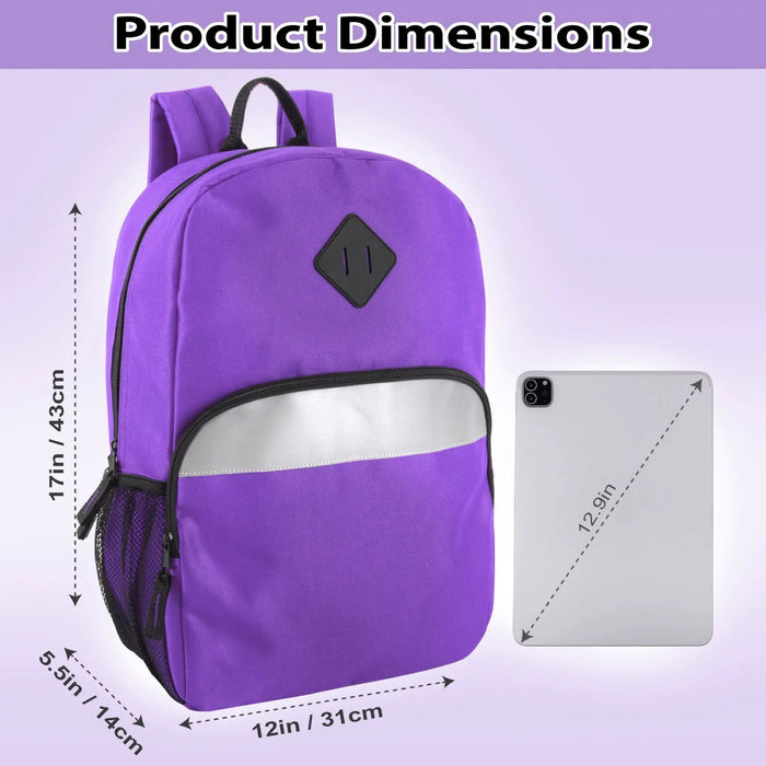 17-Inch Bulk Safety Reflective Backpack with Side Pocket - Purple by 4001PUR
