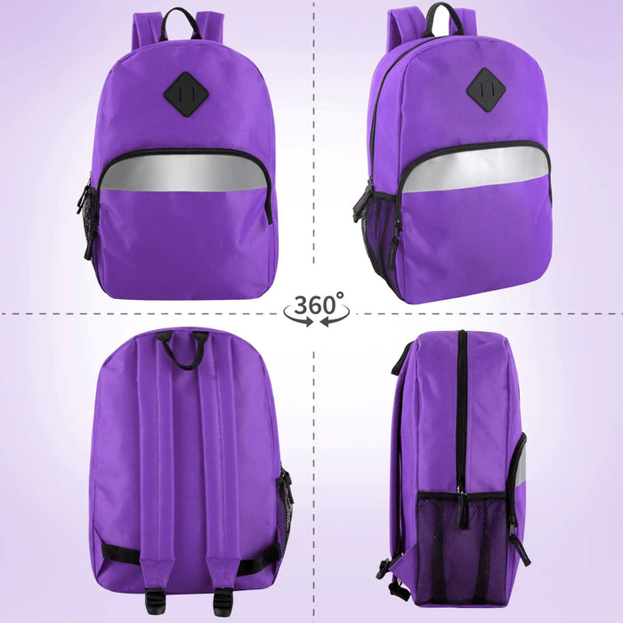 17-Inch Bulk Safety Reflective Backpack with Side Pocket - Purple by 4001PUR