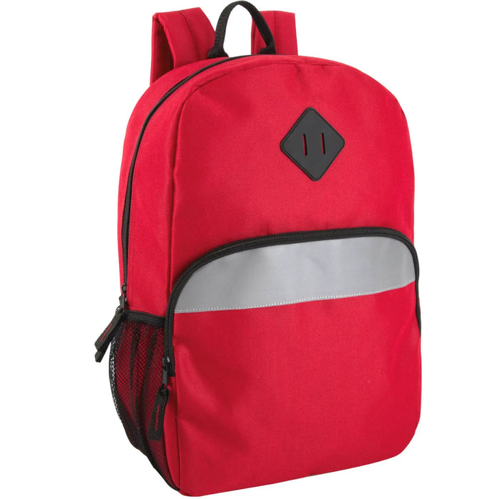 17-Inch Bulk Safety Reflective Backpack with Side Pocket - Red by 4001RED