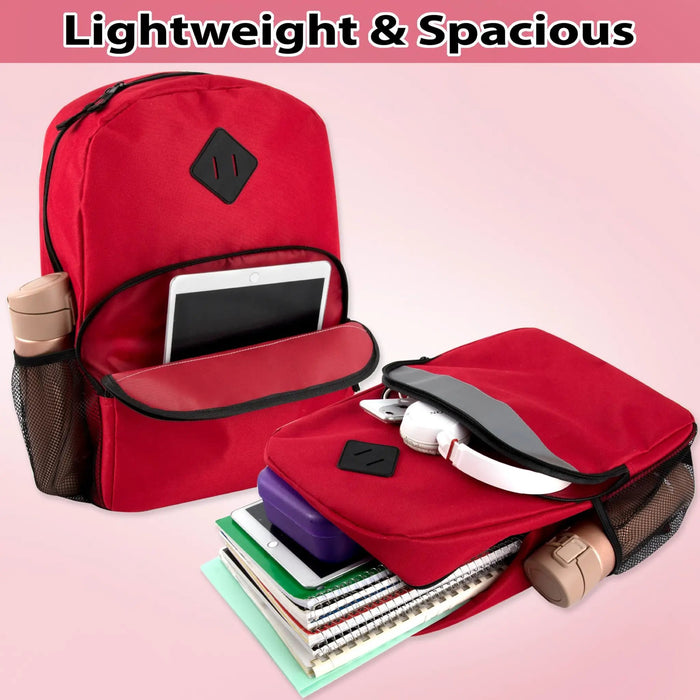 17-Inch Bulk Safety Reflective Backpack with Side Pocket - Red by 4001RED