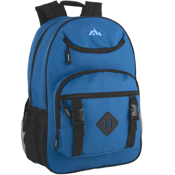 18 Inch Double Buckle Backpack with Laptop Section - 4 Colors - BagsInBulk.ca
