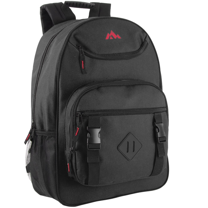 18 Inch Double Buckle Backpack with Laptop Section - 4 Colors - BagsInBulk.ca