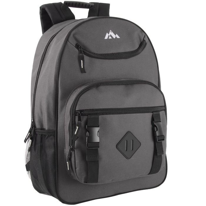 18 Inch Double Buckle Backpack with Laptop Section - 4 Colors - BagsInBulk.ca