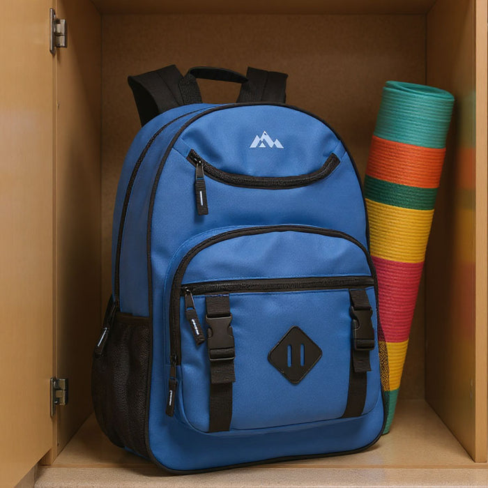 18 Inch Double Buckle Backpack with Laptop Section - 4 Colors - BagsInBulk.ca
