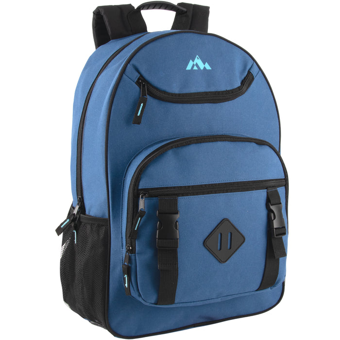 18 Inch Double Buckle Backpack with Laptop Section - 3 Colors - BagsInBulk.ca
