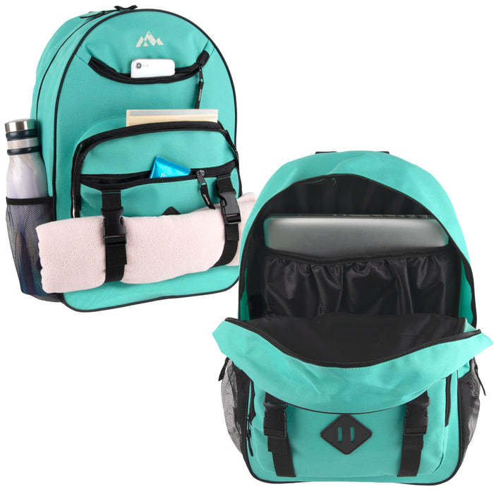 18 Inch Double Buckle Backpack with Laptop Section - 3 Colors - BagsInBulk.ca