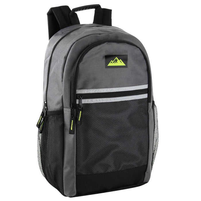 18 Inch Multi Pocket Reflective Backpack - 8 Color Assortment - BagsInBulk.ca