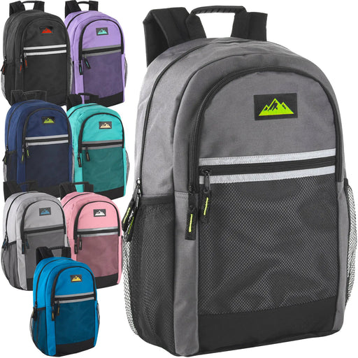 18 Inch Multi Pocket Reflective Backpack - 8 Color Assortment by 4217