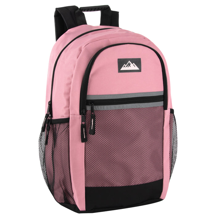 18 Inch Multi Pocket Reflective Backpack - 8 Color Assortment - BagsInBulk.ca