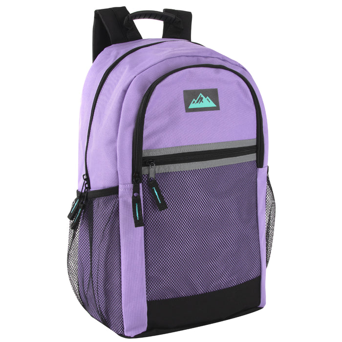 18 Inch Multi Pocket Reflective Backpack - 8 Color Assortment - BagsInBulk.ca